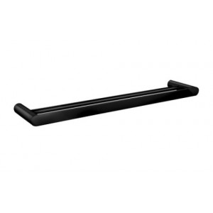 Bellino Gloss Black Solid Brass Double Towel Rail 600mm